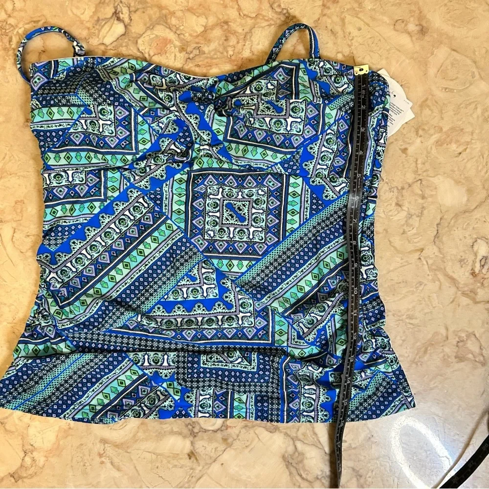 NWT Croft & Barrow Tankini Top Size 14 Blue Green